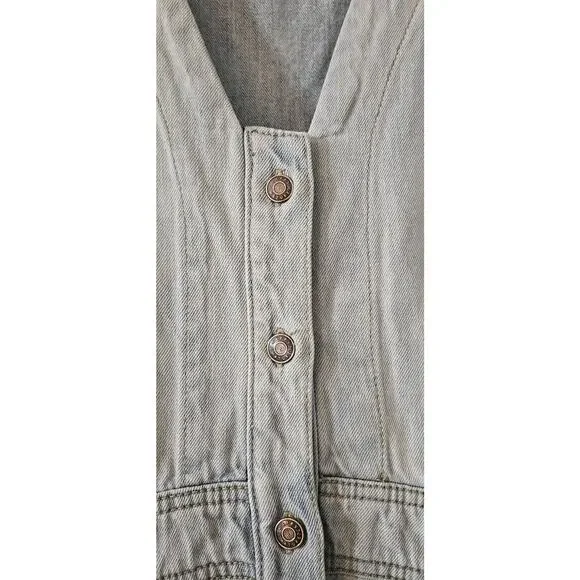 Happy X Nature Kate Hudson NWT Glide Light Wash Denim Midi Dress Size 2 Pockets - Picture 8 of 10